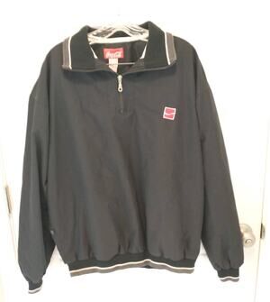 Vintage Coca Cola Employee Work Jacket Mens L Black 1/4 Zip Windbreaker Pullover